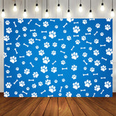 Aperturee - Paws And Bones Blue Simple Happy Birthday Backdrop